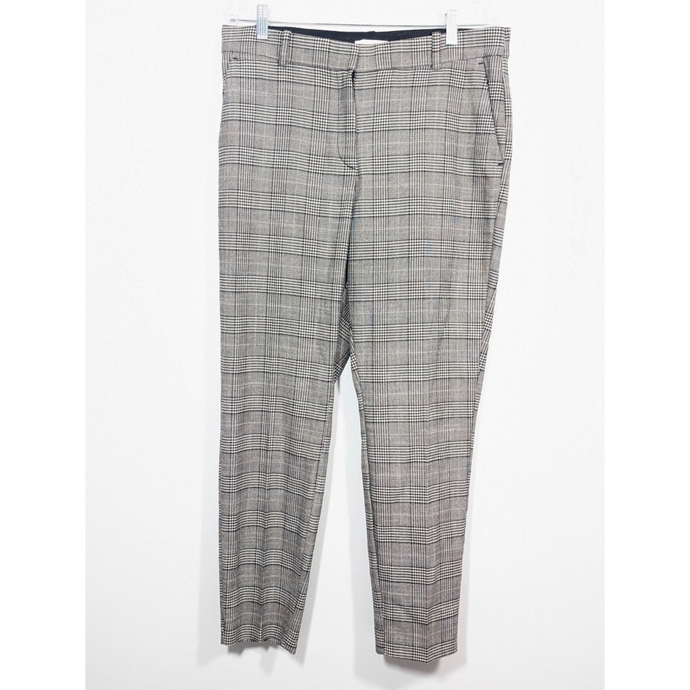 Women's H&M‎ Black and Beige Plaid Dress Pants Trousers Size 14 Career Business